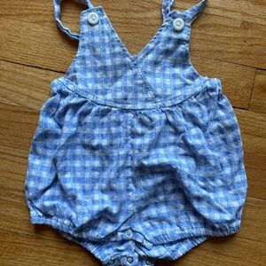 Vintage 1988 Blue Gingham Baby Romper